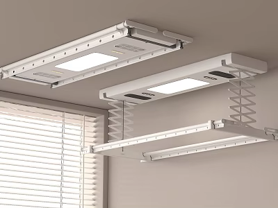 Ceiling Mounted Electric Clothes Drying Rack With LED Lights And Retractable Structure 3d model
