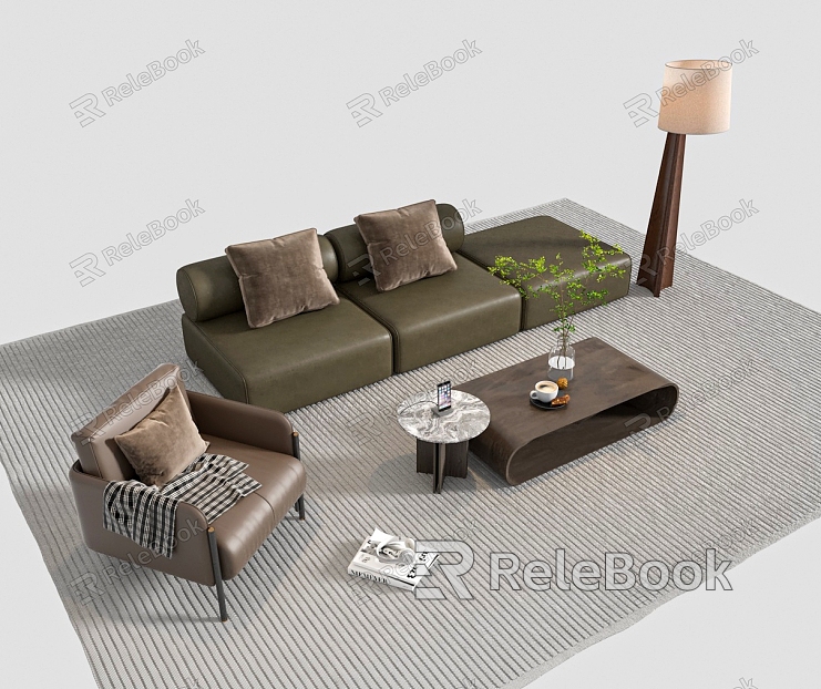 Leather Sofa Coffee Table Casual Sofa model