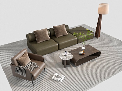 Leather Sofa Coffee Table Casual Sofa model