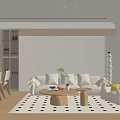 Cozy Modern Living Dining Room Interior With Beige Sofa Wooden Coffee Table And Dining Chairs