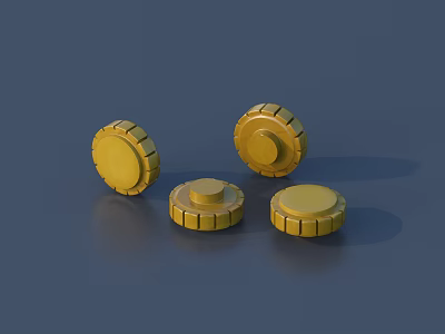 Golden Circular Hardware Tools Featuring Textured Surfaces And Small Components 3d model