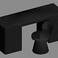 Contemporary Black Desk With Smooth Top Multiple Drawers And Stylish Sculptural Chair