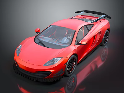 Red Sports Car With Sleek Aerodynamic Design Black Rear Spoiler And Shiny Paint Finish 3d model
