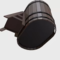 Wooden Barrel With Metal Hoops And Small Wooden Step Ladder