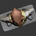 Red Headed Game Movie Character In Yellow Vest Gray Pants With Hands On Hips Statue