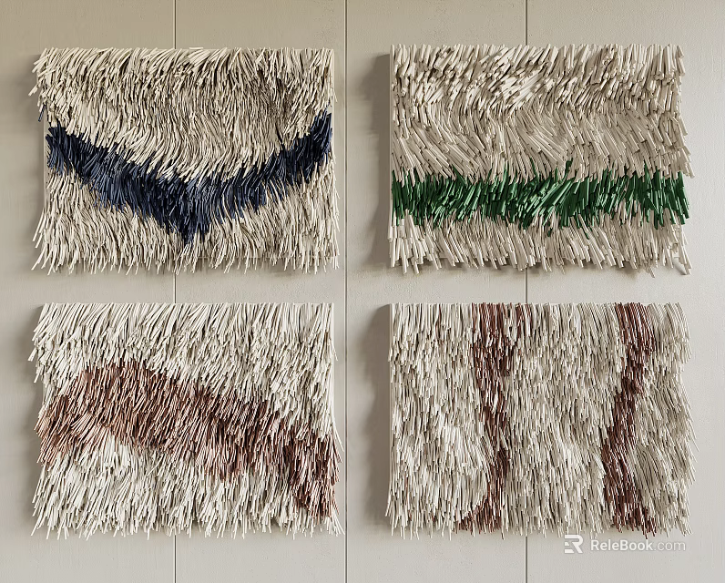 Woven Wall Decor with Various Colors and Textured Patterns for Home Interior 3d model