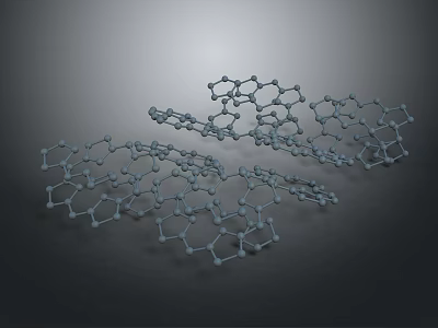 3D Molecular Structure Model With Hexagonal Atomic Lattice And Carbon Atoms 3d model