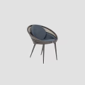 Modern Leisure Chair With Wicker Weave Design Comfortable Backrest And Wooden Legs