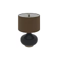 Modern Table Lamp With Black Glossy Spherical Base And Beige Fabric Shade 3d model
