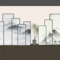 new chinese style screen 3d model