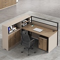 Modern Office Desk and Chair Staff Desk Staff Desk Public Office Area File Cabinet 3d model