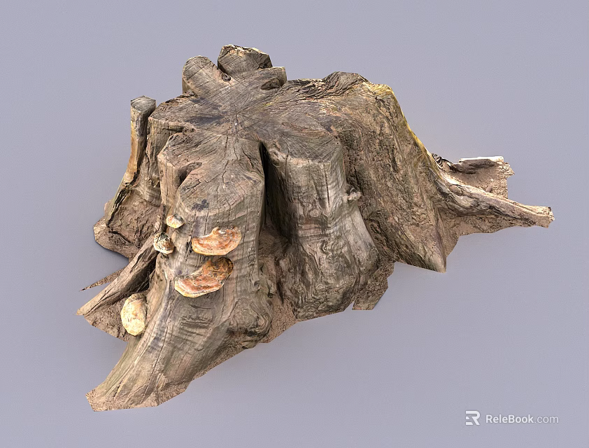 Stone Wood Stump with Natural Rustic Texture and Organic Design Features 3d model 