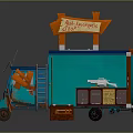 Weapon Themed Mobile Cafe Truck With Broccoli Sign And Assorted Arms On