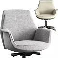 Comfortable Gray Fabric Office Chair with Armrests Metal Base and Wheels