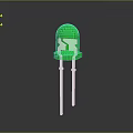 Green LED Light Emitting Diode With Clear Lens And Two Pins 3d model