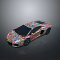 Colorful Graffiti Covered Sports Car With Vibrant Multicolor Patterns And Sleek Design