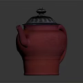 Elegant Red Teapot With Silver Lid And Carved Patterns On Dark Background