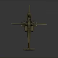 Military Olive Green Attack Helicopter Featuring Main Rotor Radar And Weapon System