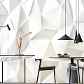 Nordic Table and Chair Combination Dining Table and Chair 3d model