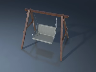 Wooden Frame Outdoor Swing With Gray Seat 3D Model Design 3d model