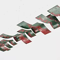 Colorful Red And Green Irregular Shiny Sheet Hanging Ornaments Suspended On Strings For Home Decor