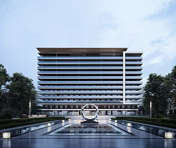 Modern Hotel Building Exterior Corridor Glass Curtain Residential Hotel 3d model