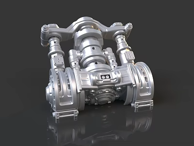 Shiny Silver Industrial Mechanical Device Structure With Metal Components And Glossy Surface 3d model