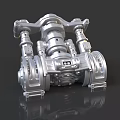 Shiny Silver Industrial Mechanical Device Structure With Metal Components And Glossy Surface