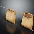 Brown Cloth Drawstring Bags For Daily Use One Opened And One Closed
