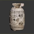 Ancient Clay Sculpture Carving With Broken Vessel And Intricate Circular Patterns