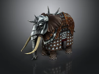 Mythical Elephant Wearing Intricate Metal Armor With Spikes And Scaled Decorations 3d model
