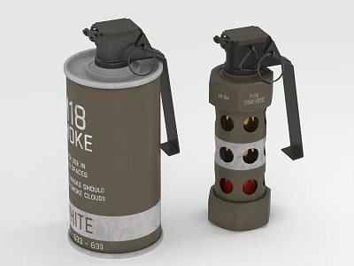 Military Smoke Grenades With White Canister And Holed Red Component Design 3d model