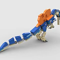 Building Blocks Dinosaur Model with Blue Orange Wings and Detailed Construction