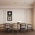 Elegant Restaurant Interior Design With Dining Table Chairs Wall Art And Lighting