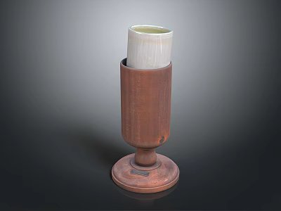 Copper Container With White Cup And Decorative Base On Black Background 3d model