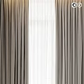 Gray Textured Curtains With White Sheer Layer For Modern Window Decoration 3d model