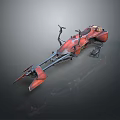 Futuristic Red Mechanical Weapon Design with Spear Shaped Blade and Sci Fi Structure 3d model