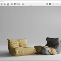 Gray and Yellow Bean Bag Chairs with Soft Blanket for Comfortable Seating