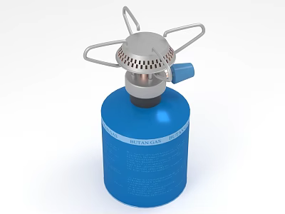 Blue Portable Gas Cylinder With Metal Burner For Outdoor Cooking Use 3d model