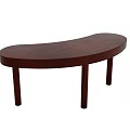 Wooden Brown Desk With Oval Top Four Legs And Simple Design