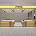 Luxury Jewelry Store Interior With Gold Display Counters And Brand Logo