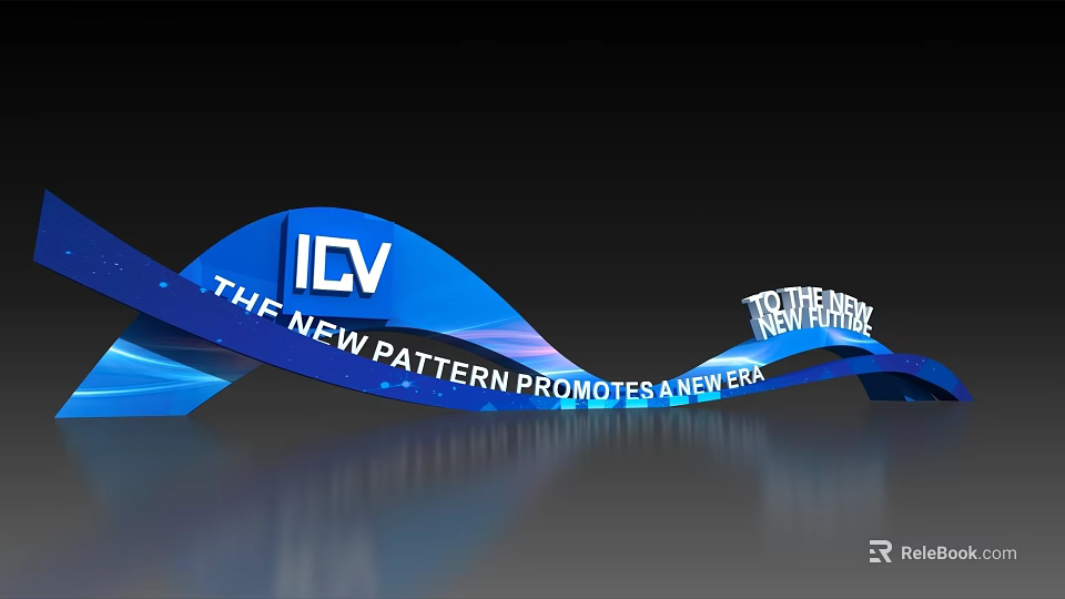 ICV Background Wall With Blue Wavy Design True Path And New Pattern Promotes New Era 3d model