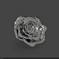 Intricate Silver Metal Rose Sculpture With Detailed Petal Design And Artistic Craftsmanship