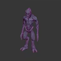 Gray Alien Creature 3D Model With Muscular Body Long Limbs And Standing Pose