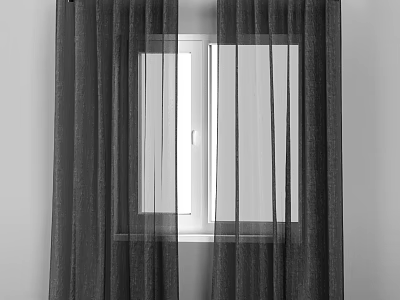 Elegant Layered Window Curtains With Sheer And Opaque Panels For Room Decoration 3d model