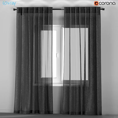 Elegant Layered Window Curtains With Sheer And Opaque Panels For Room Decoration 3d model