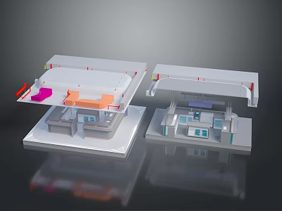 Architectural Interior Design Models with Layered Structure and Colorful Zones 3d model