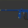 Blue Paintball Gun With Yellow Stars Modern Shiny Finish Ideal For Sports And Gameplay