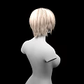 Game And Movie Character 3D Model With Blonde Short Hair No Facial Features Prominent Chest