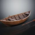 Handcrafted Wooden Boat with Oar Traditional Design and Smooth Surface Details